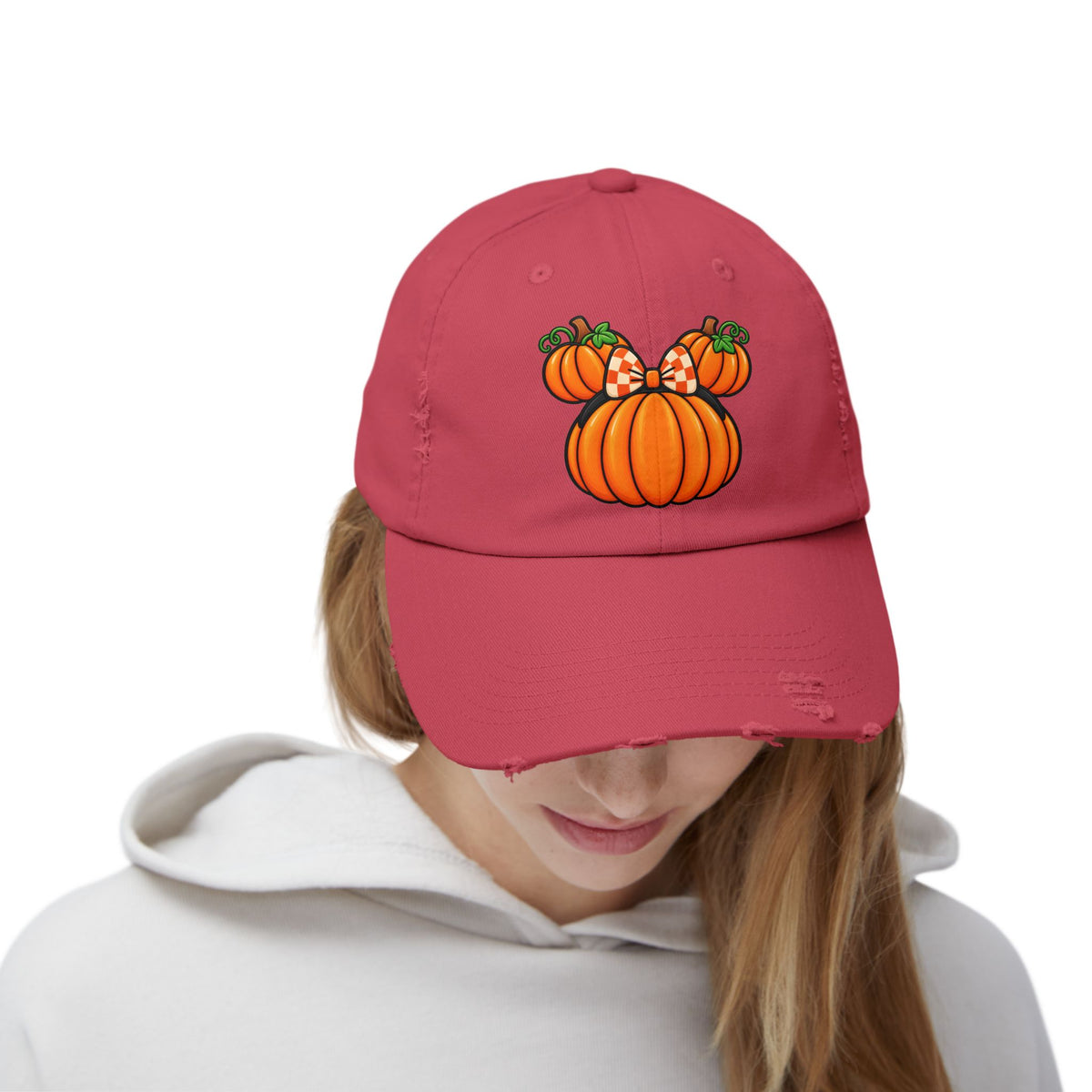 Fall Pumpkin  Ears Cap | Distressed Baseball Hat, Halloween Fall