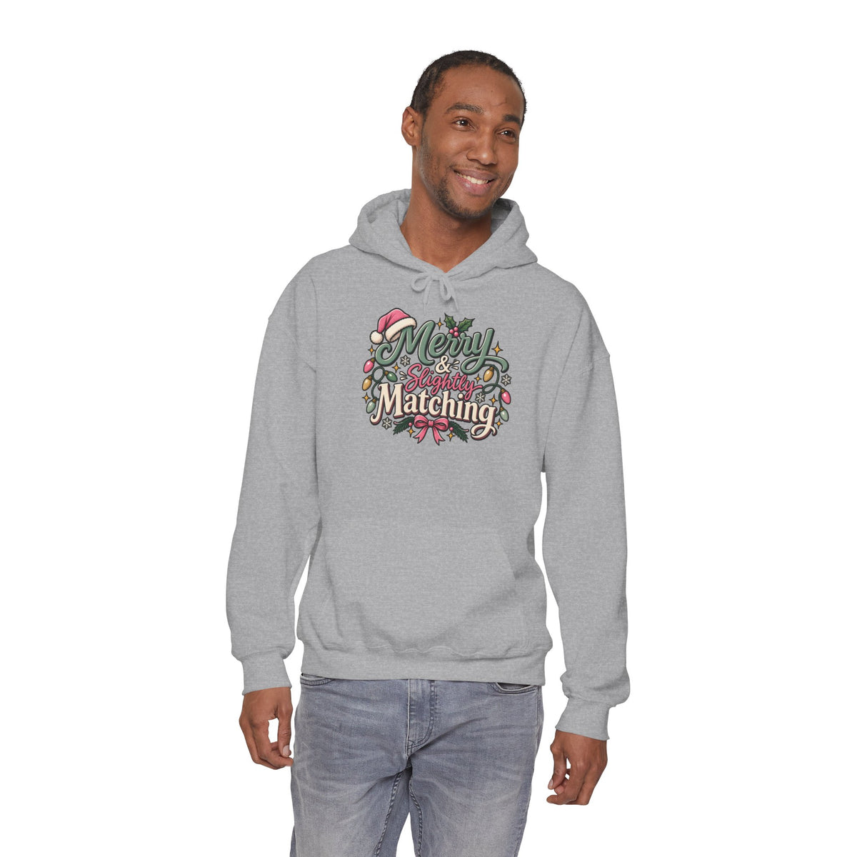 Christmas Matching Hoodie - "Merry & Slightly Matching" Holiday Family Sweatshirt