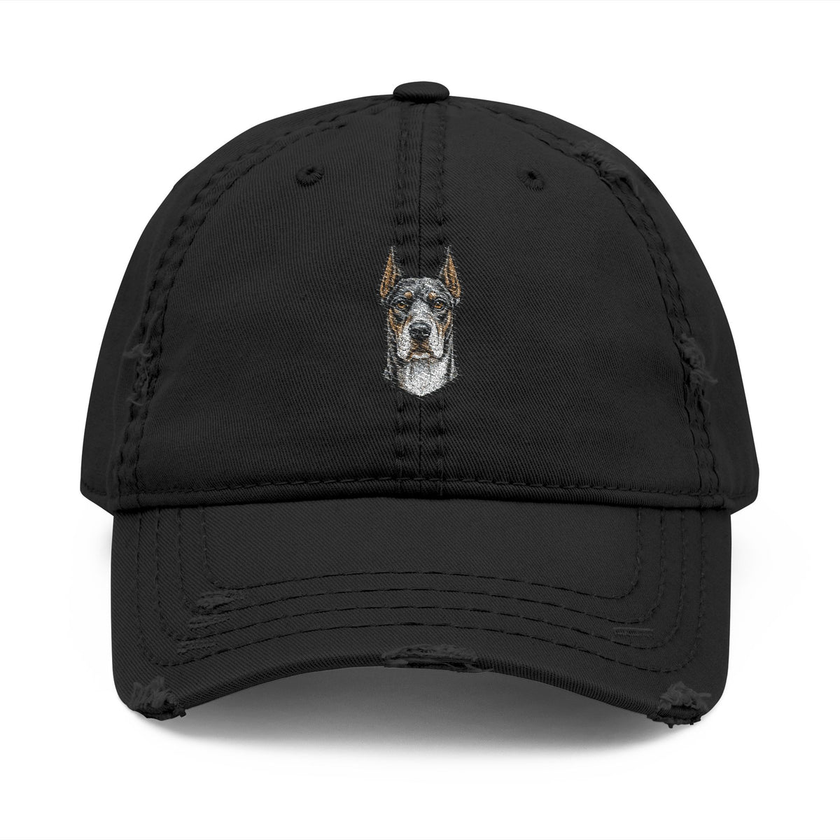 Great Dane Embroidered Hat | Distressed Dad Hat, Dog Face Baseball Cap