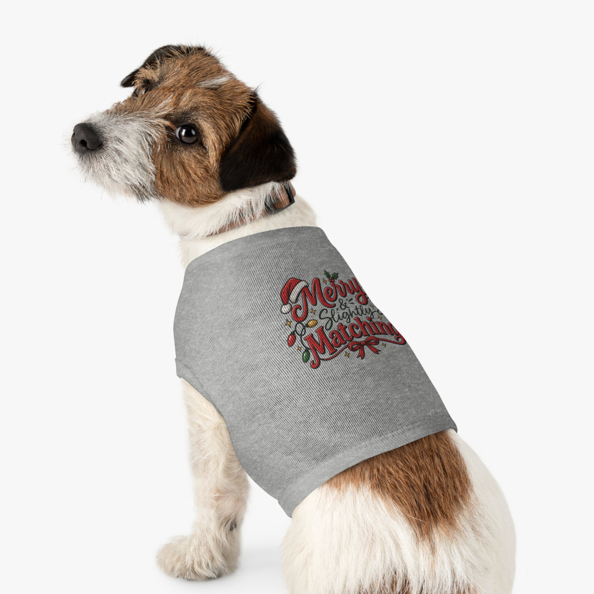 Pet Tshirt — "Merry Slightly Matching" Christmas Dog Shirt family pajama set