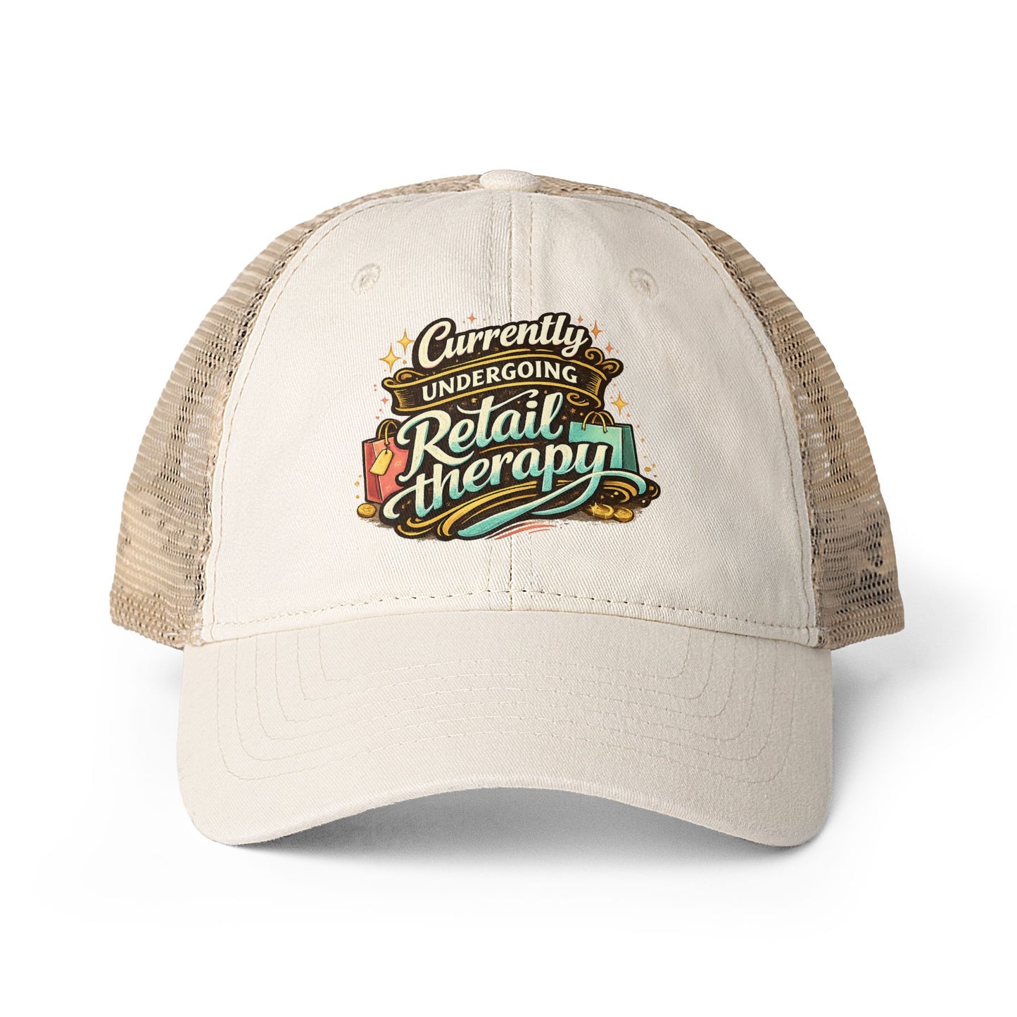 Women's Washed Mesh-Back hat Retail Therapy humorous ball cap