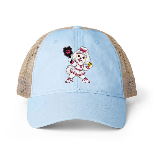 Pickleball Maltese Women's Washed Mesh-Back Cap