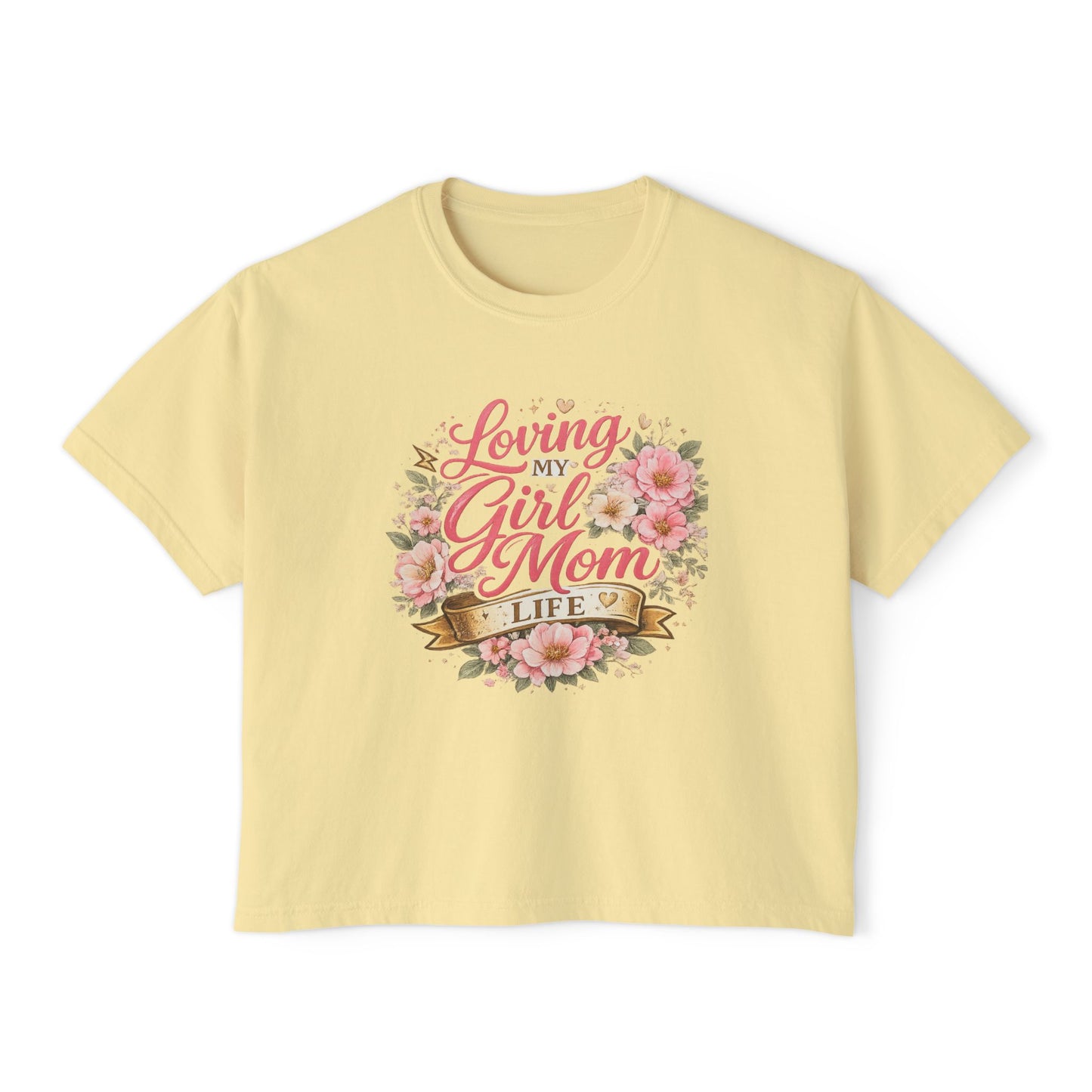 Loving My Girl Mom Life tee | Floral Mom Shirt, Motherhood Typography, boxy fit tee