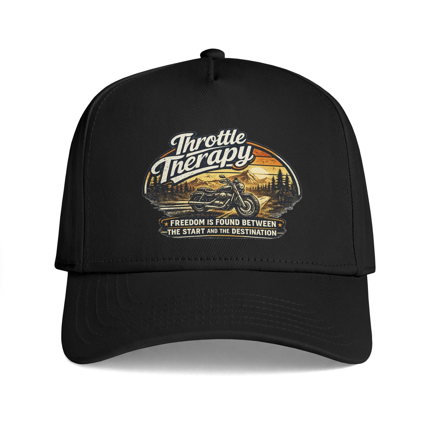 Throttle Therapy motorcycle cap | Freedom is found between the start and the destination