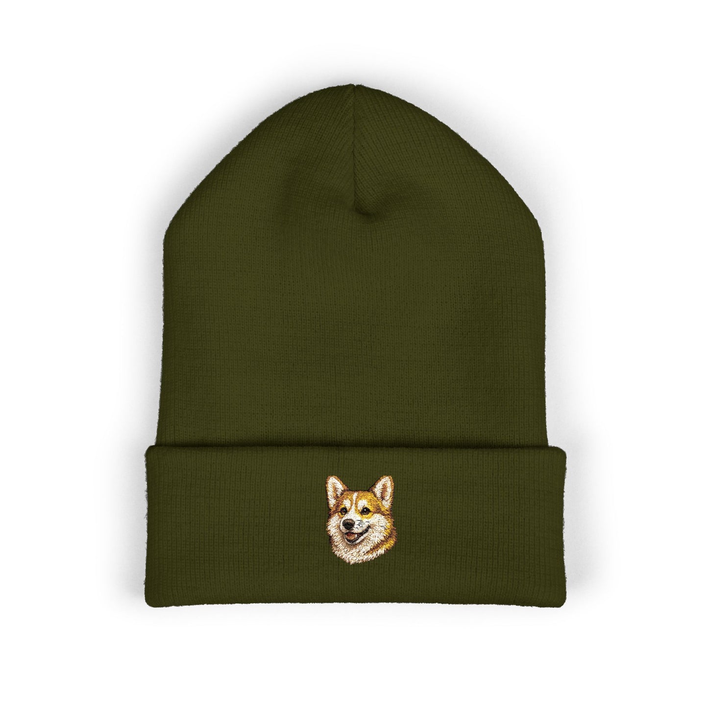 Corgi Embroidered Beanie | Cuffed Knit Hat
