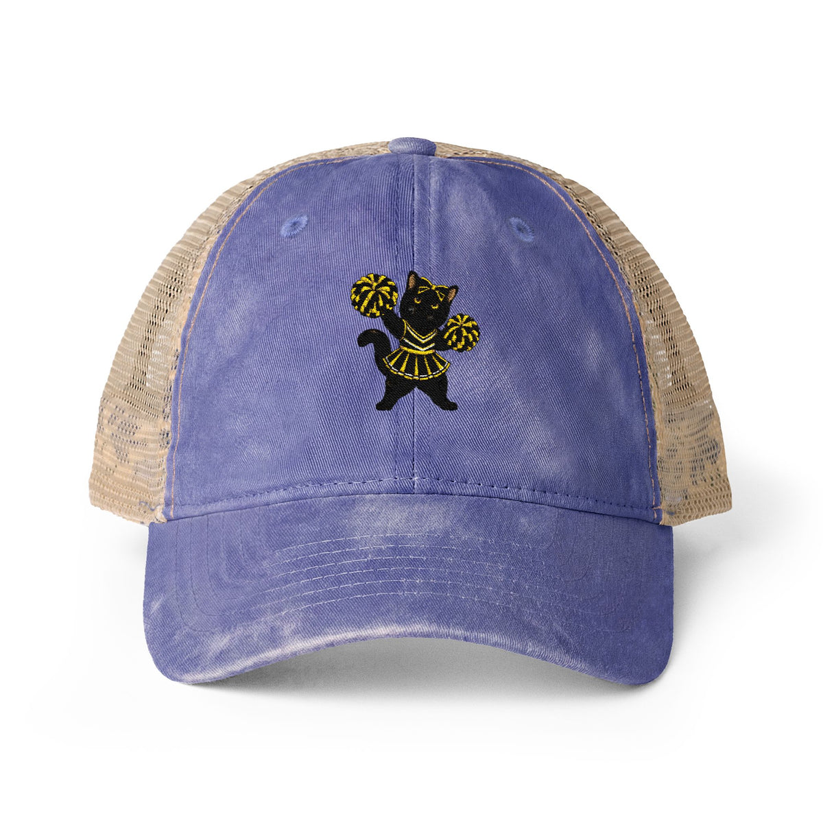 Black Cat Cheer Cap Women's Washed Mesh-Back Cap