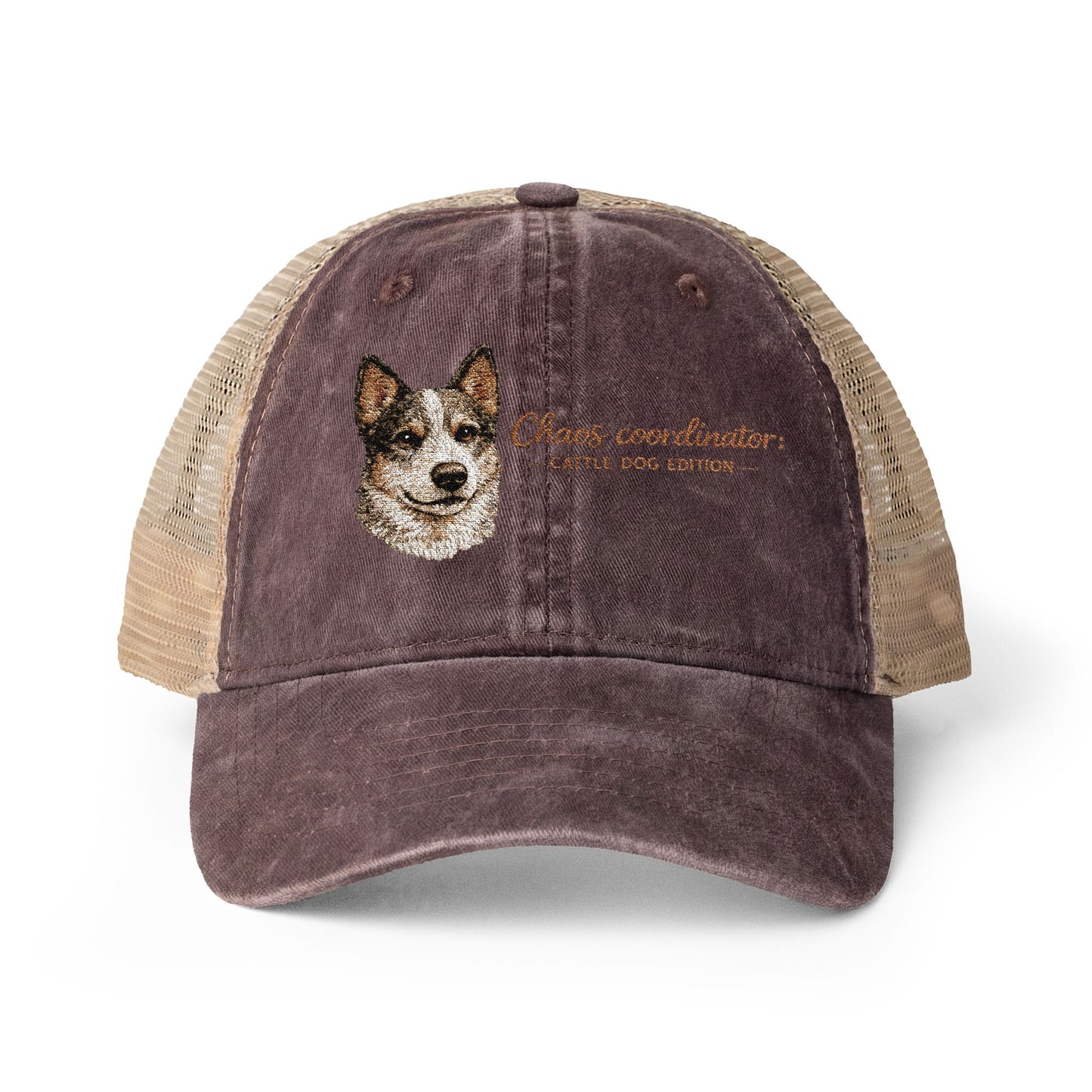 Women's funny Washed Mesh-Back Cap Chaos Coordinator embroidered Cattle Dog Edition hat