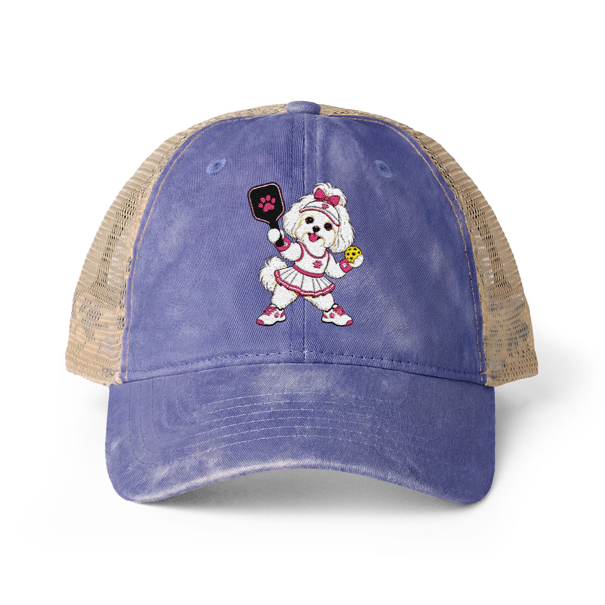 Pickleball Maltese Women's Washed Mesh-Back Cap