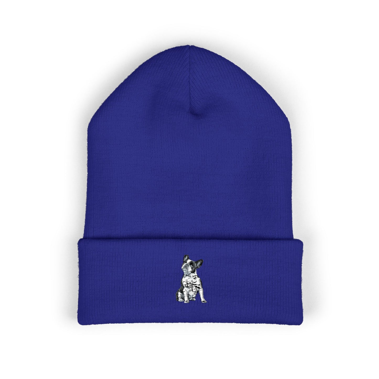 French Bulldog Embroidered Beanie | Cuffed Knit Hat