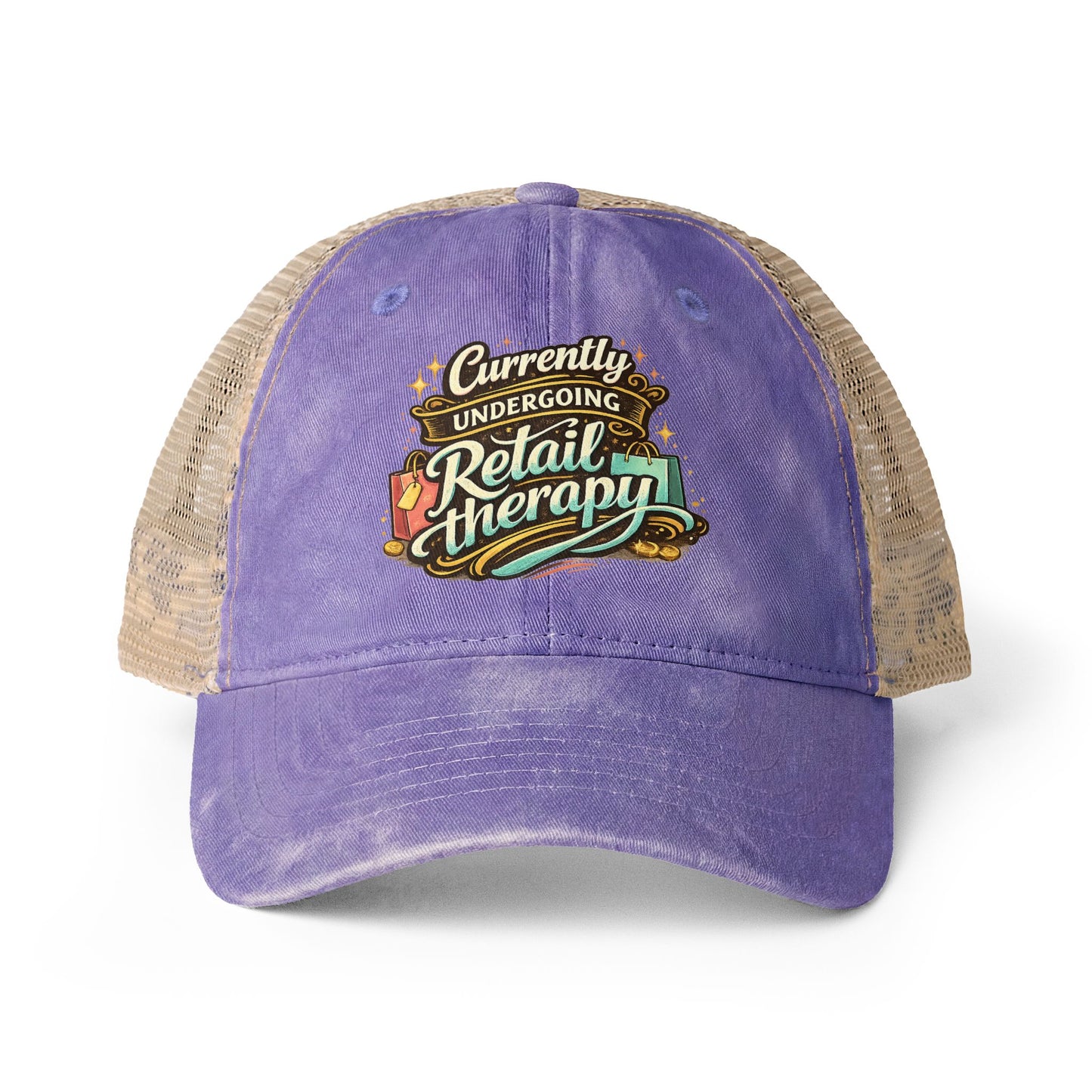 Women's Washed Mesh-Back hat Retail Therapy humorous ball cap