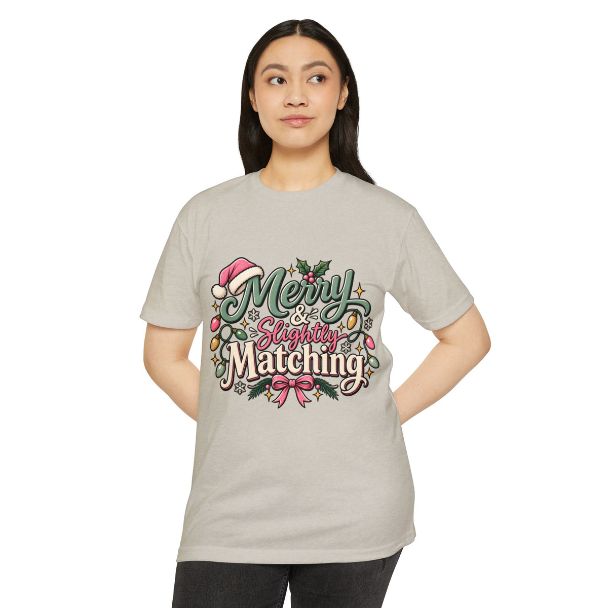 Christmas T-Shirt — "Merry & Slightly Matching" Festive Holiday Tee- Family pajamas