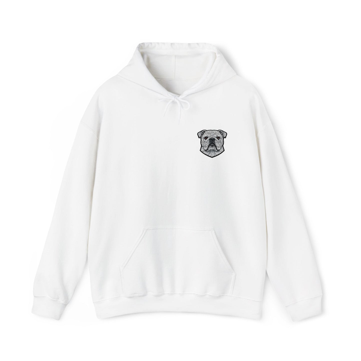 English Bulldog embroidered design on hooded sweatshirt