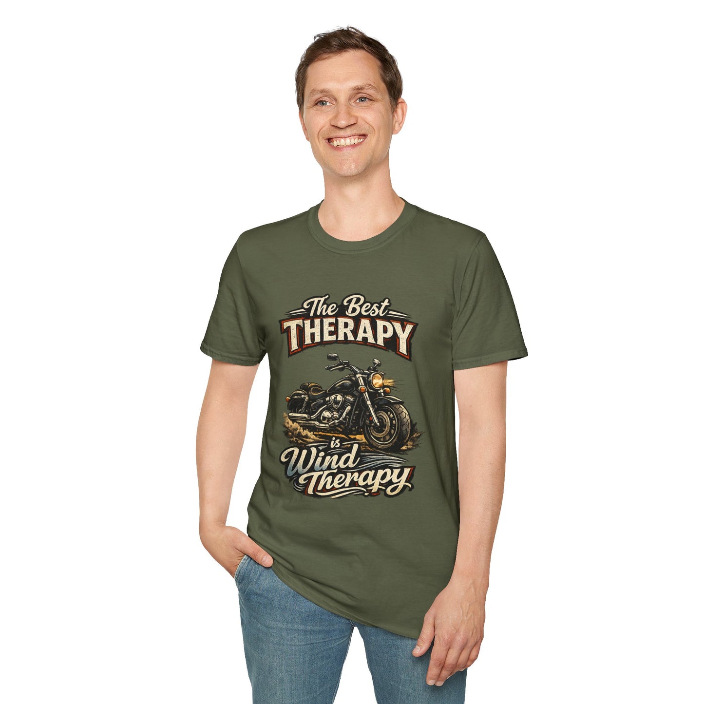 Motorcycle "The Best Therapy" T-Shirt | Bike Wind Therapy Design