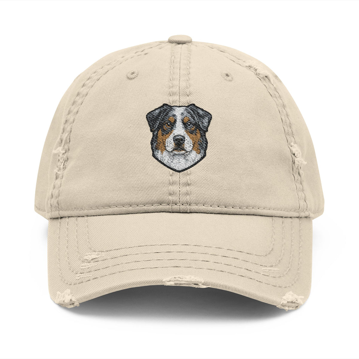 Australian Shepherd Portrait Hat | Embroidered Distressed Dad Hat