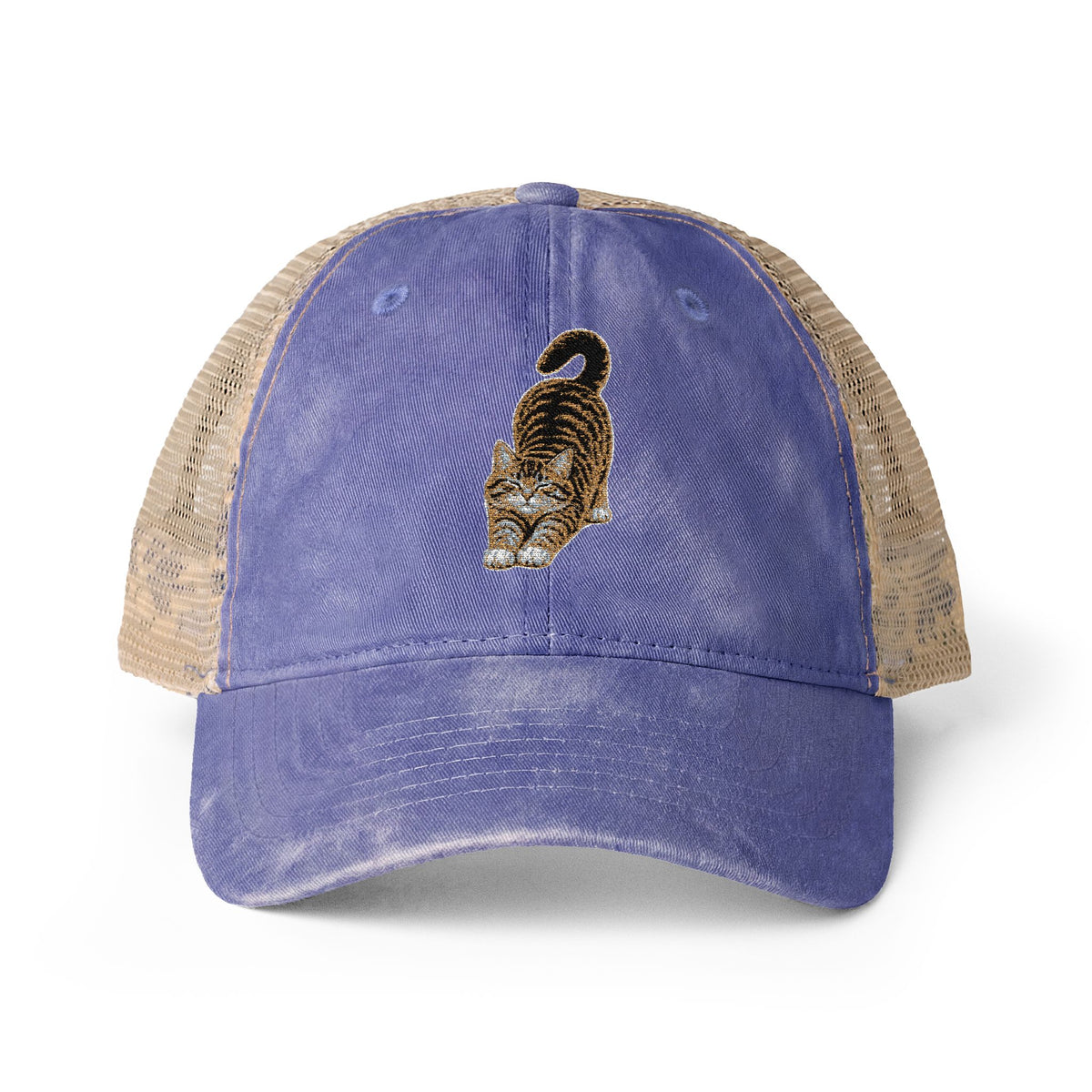 American Shorthair Embroidered Cat Women's Washed Mesh-Back Cap