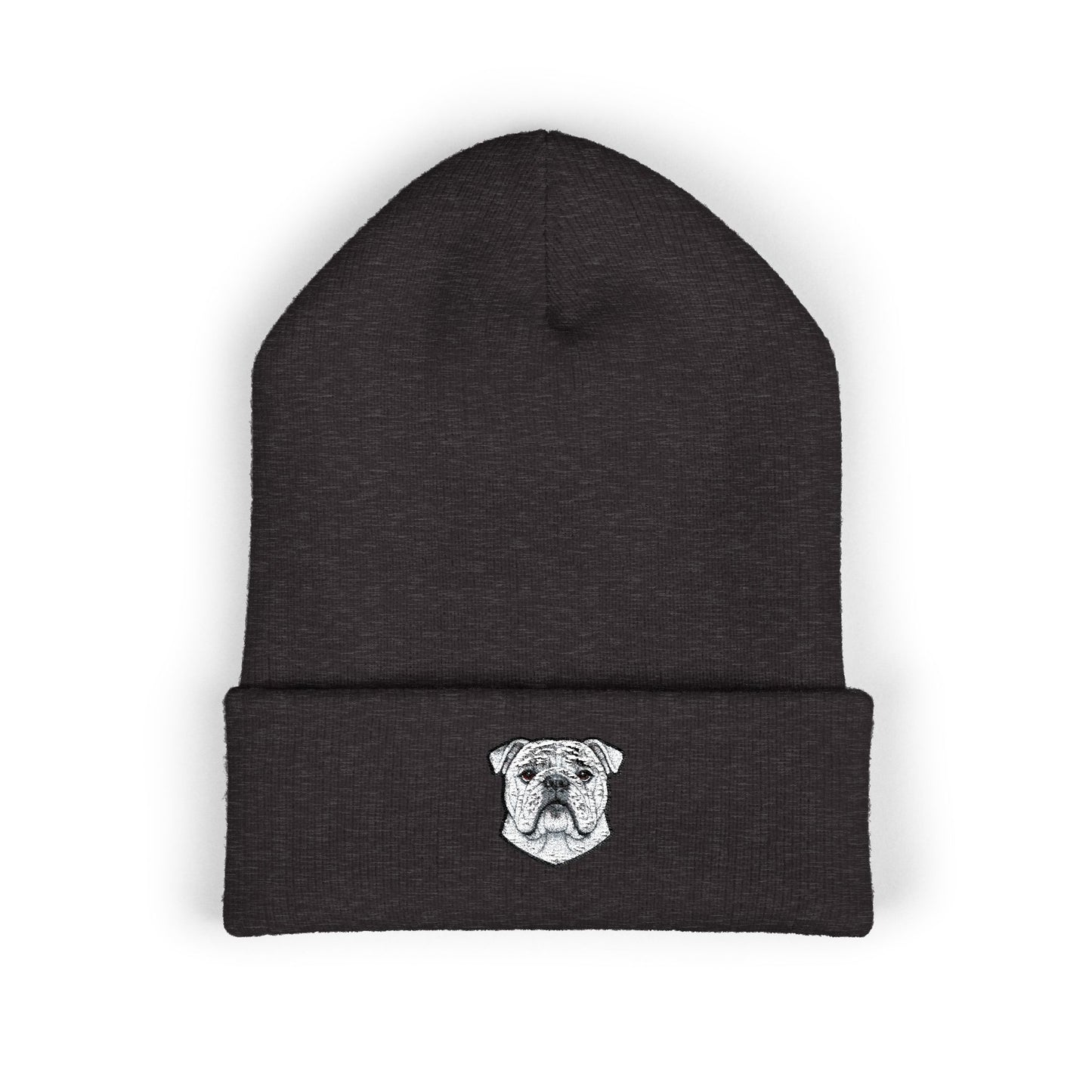 English Bulldog Embroidered Beanie | Cuffed Knit Hat
