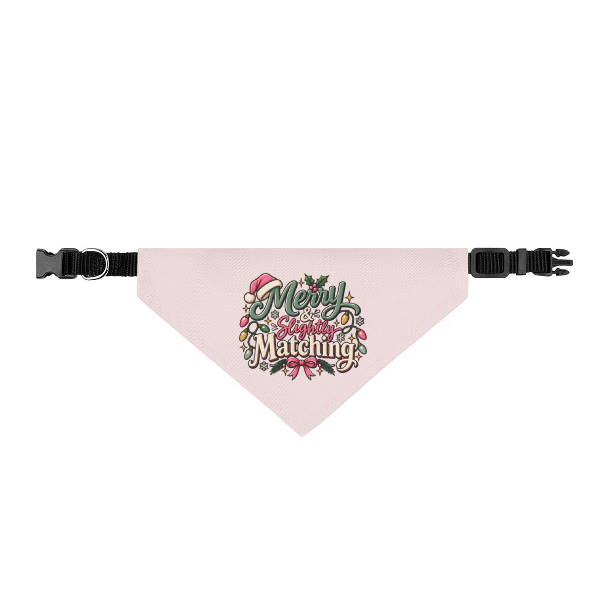 Pet Bandana — 'Merry & Slightly Matching' family Holiday theme Clip-On Dog Bandana, Festive Christmas Pet Accessory dog or cat