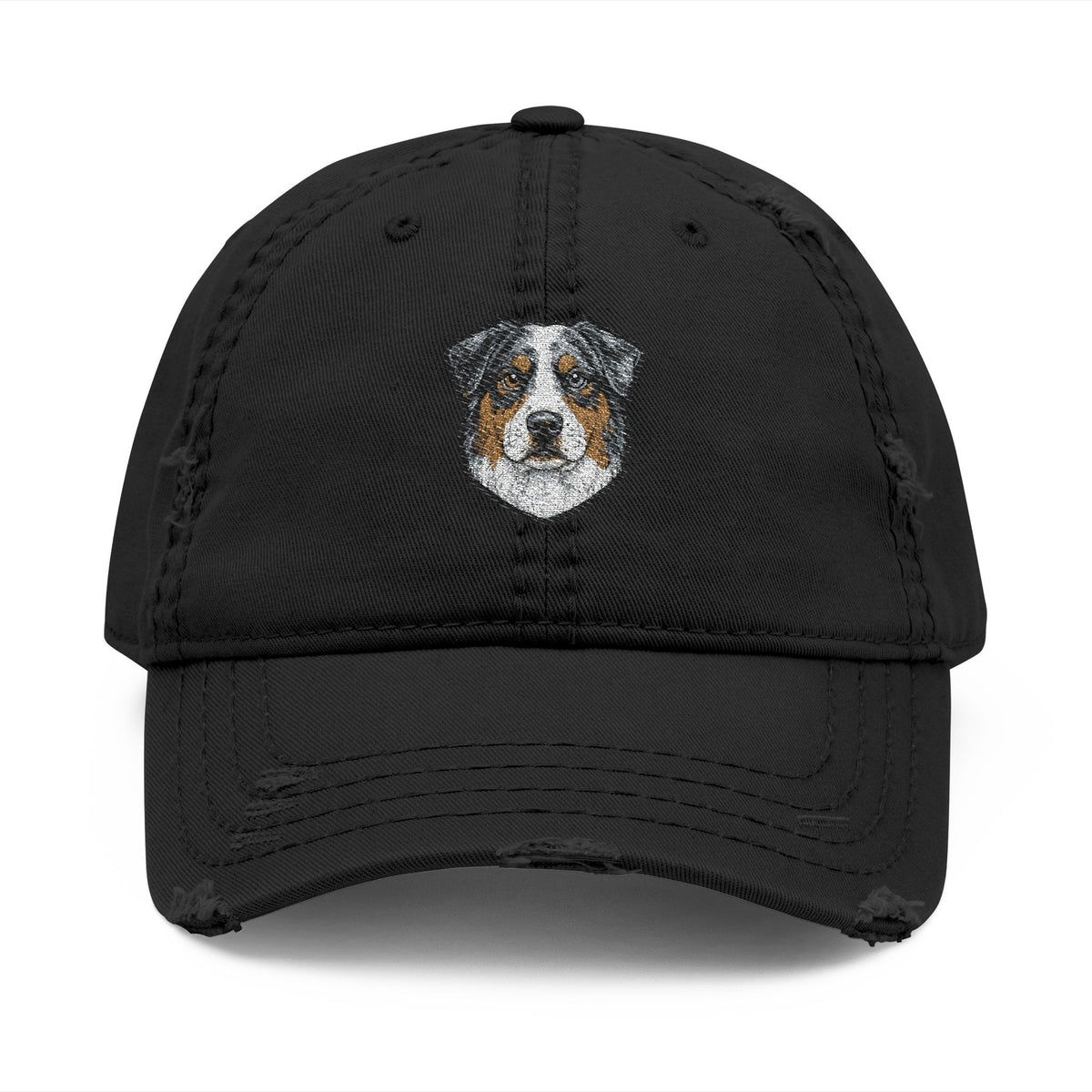 Australian Shepherd Portrait Hat | Embroidered Distressed Dad Hat