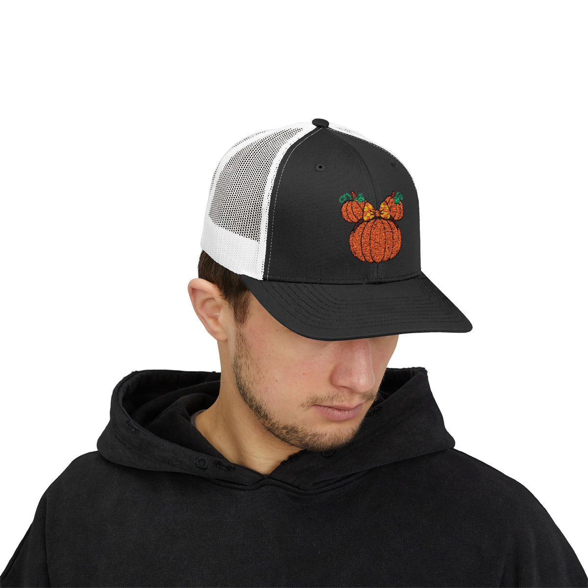 Fall Pumpkin Trio Snapback Cap | Autumn Harvest Embroidered Trucker Hat