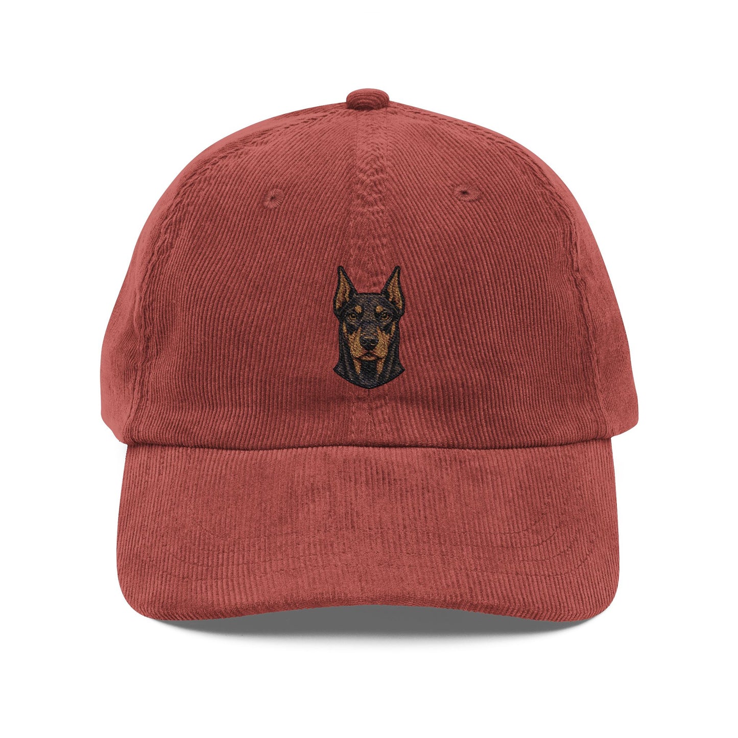 Embroidered Doberman Pinscher Dog Head Cap | Corduroy Hat