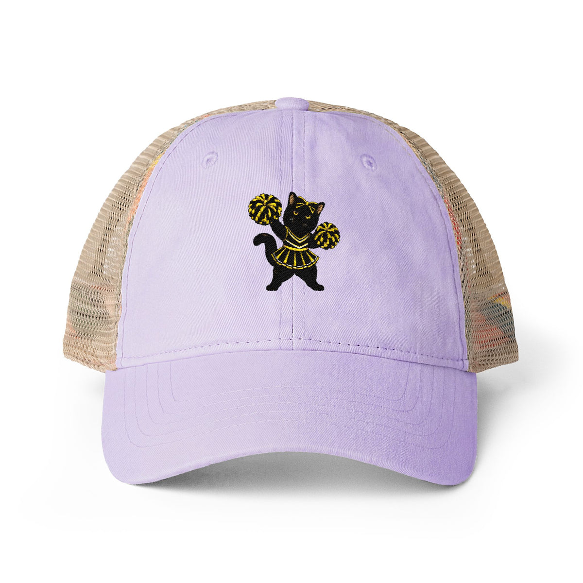 Black Cat Cheer Cap Women's Washed Mesh-Back Cap
