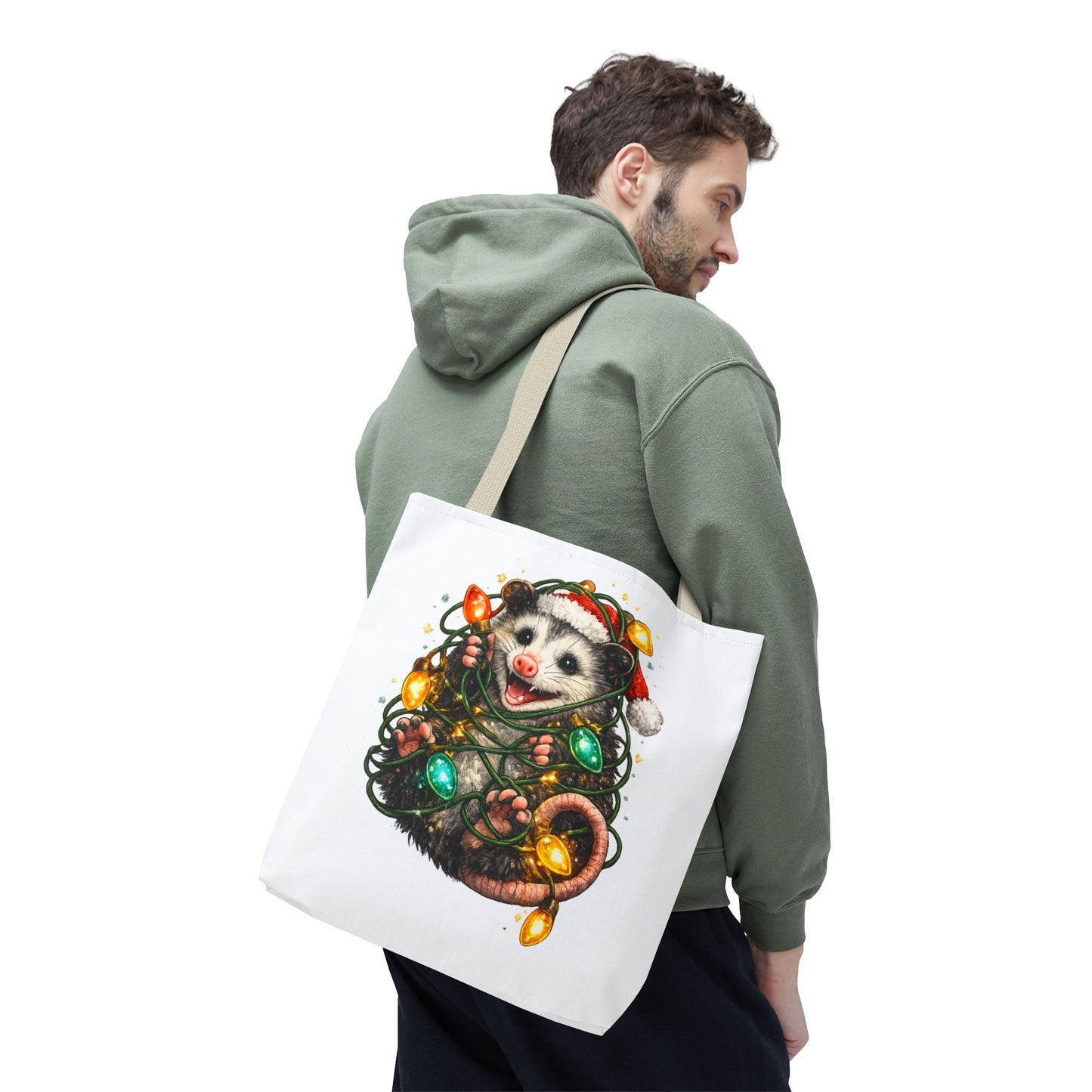 Christmas Opossum Tote Bag — Cute Holiday Animal Holiday Shopping Bag