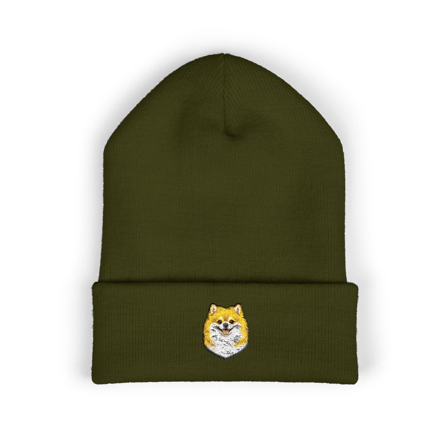 Pomeranian Embroidered Beanie | Cuffed Knit Hat