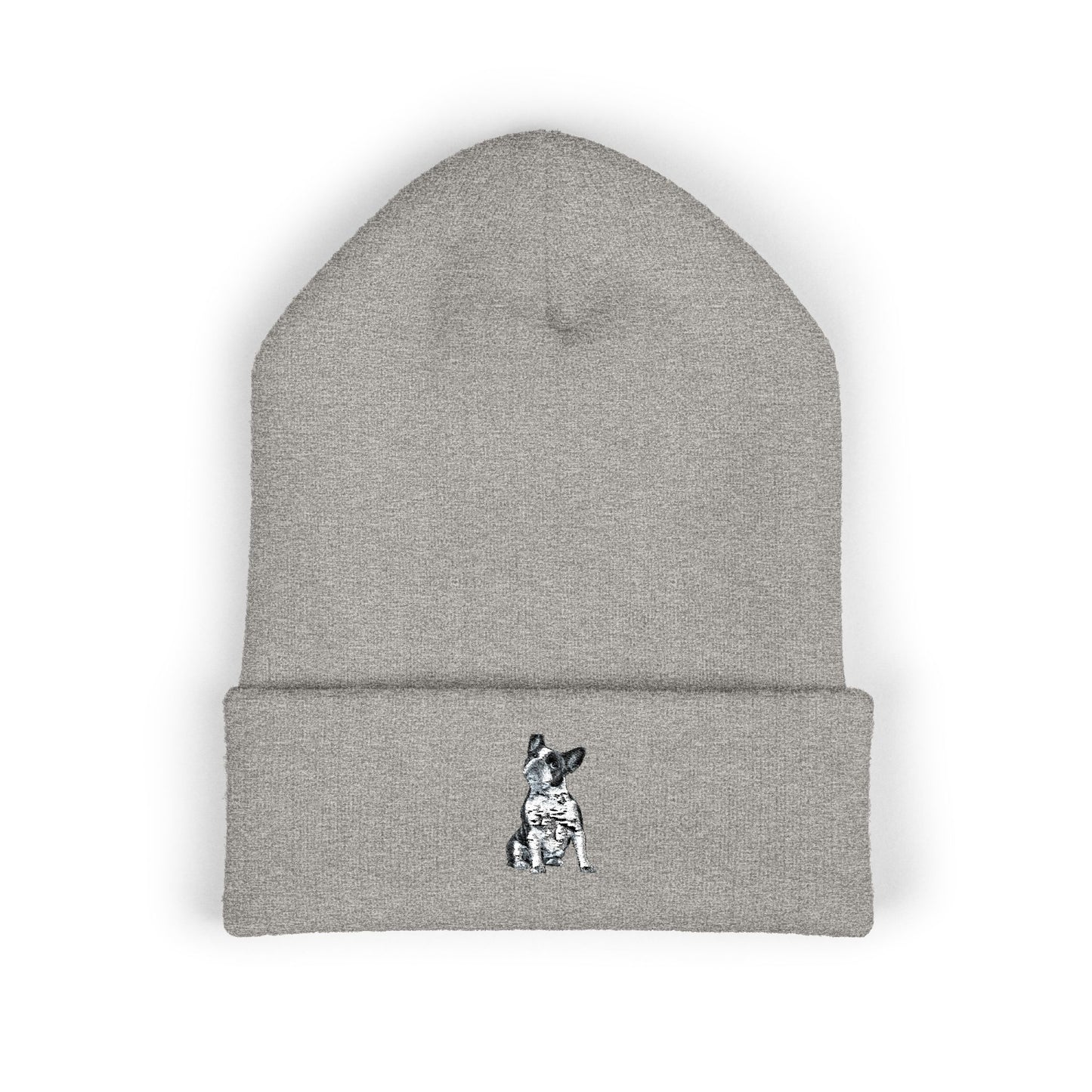 French Bulldog Embroidered Beanie | Cuffed Knit Hat