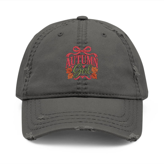 Autumn Girl Distressed Fall Hat (Embroidery)
