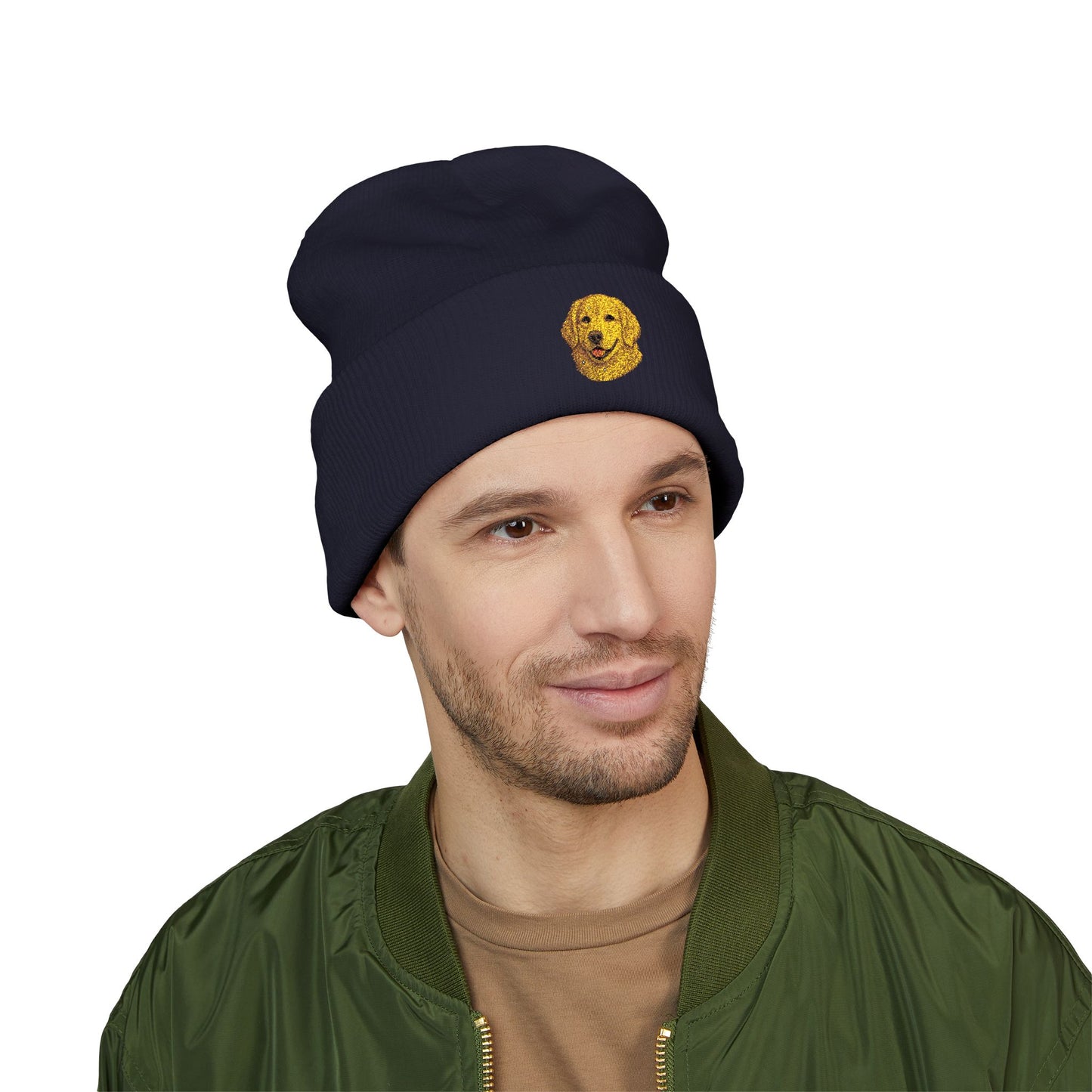 Golden Retriever Embroidered Beanie | Cuffed Knit Hat