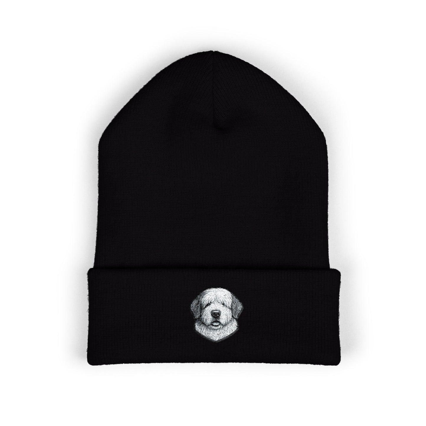 Old English Sheepdog Embroidered Beanie | Cuffed Knit Hat