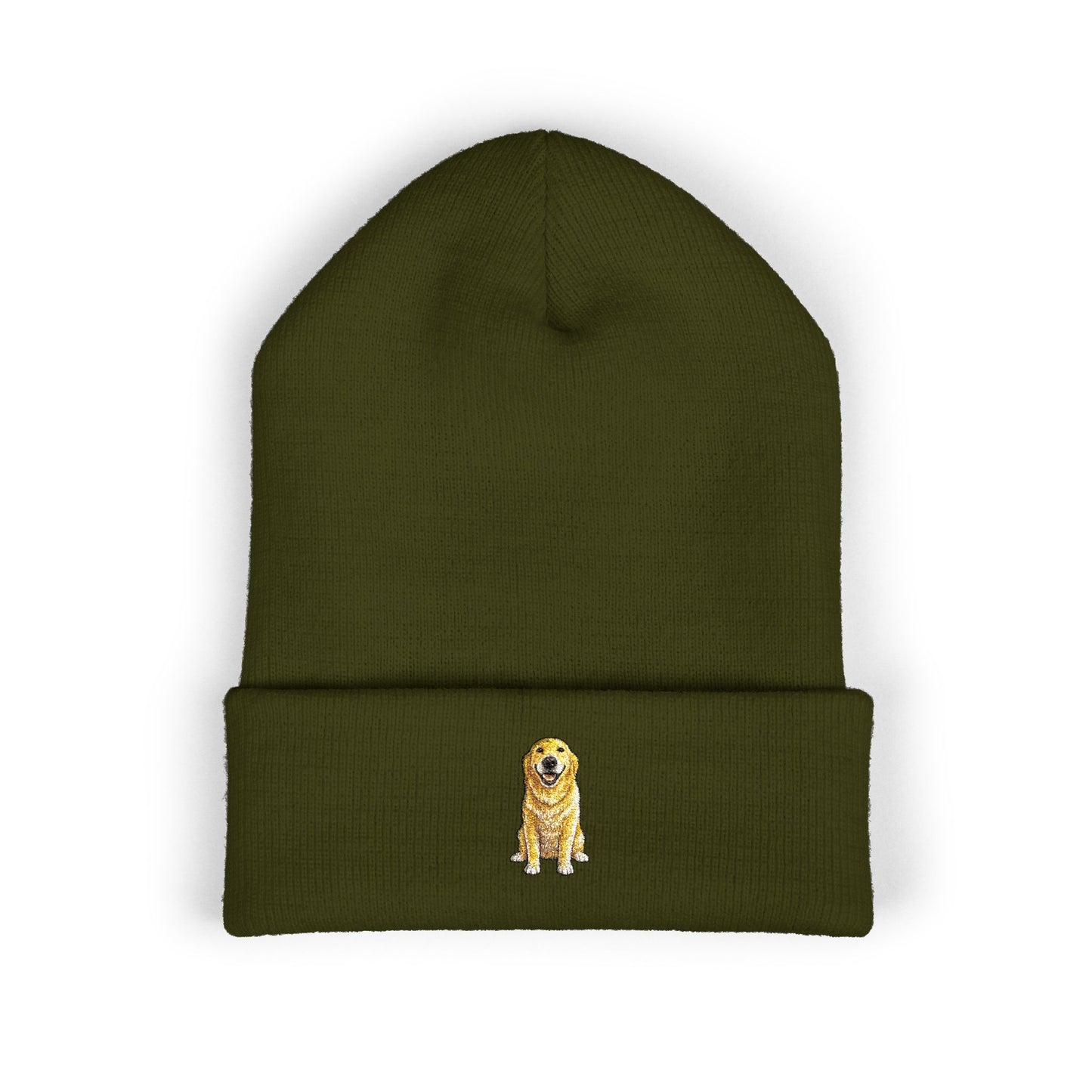 Yellow Labrador  Embroidery Beanie | Cuffed Knit Hat