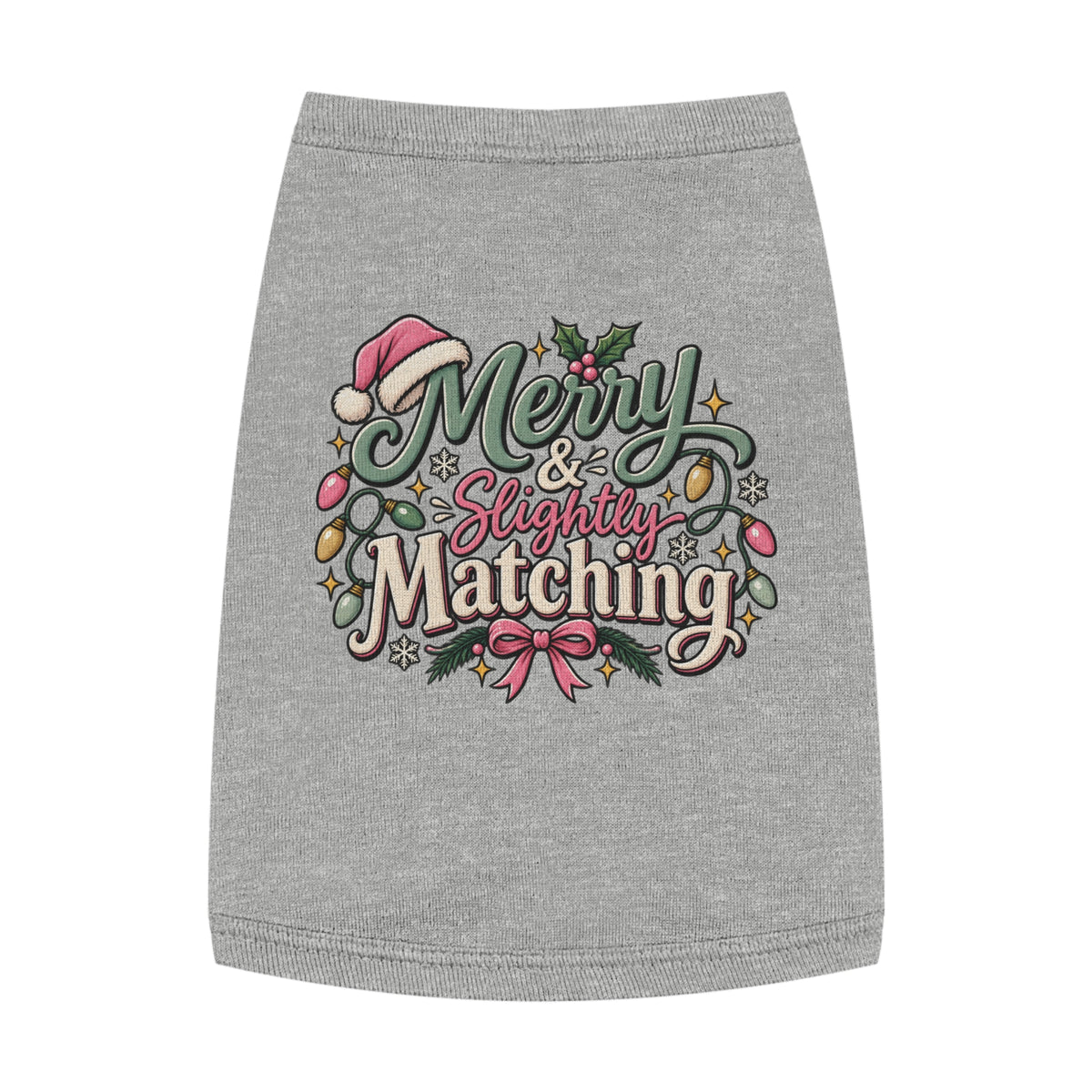 Merry & Slightly Matching Pet Tank Top — Holiday Dog Tee- Part of friends or family matching holiday tee set
