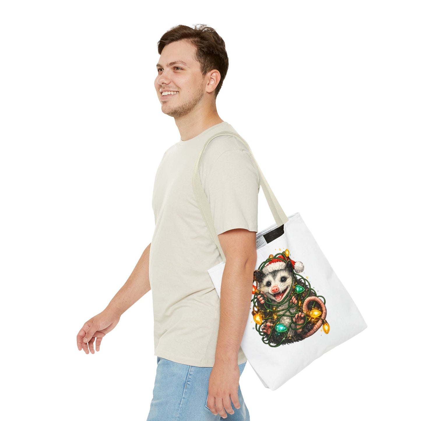 Christmas Opossum Tote Bag — Cute Holiday Animal Holiday Shopping Bag