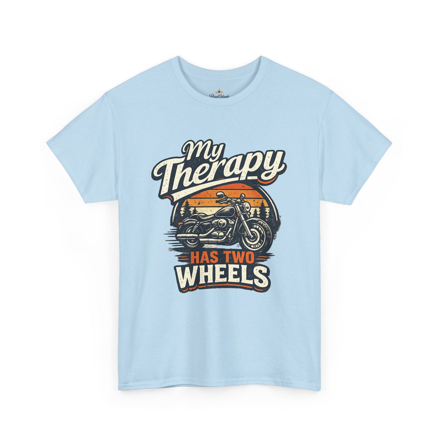 My Therapy Has Two Wheels Motorcycle Tee | Biker Riding Sunset Design