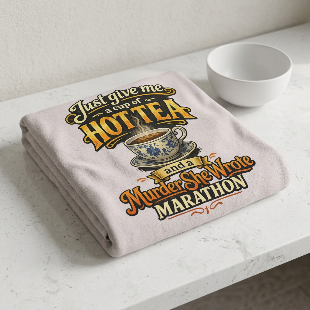 Cup of Hot Tea and a Murder She Wrote Marathon Sherpa Fleece Blanket