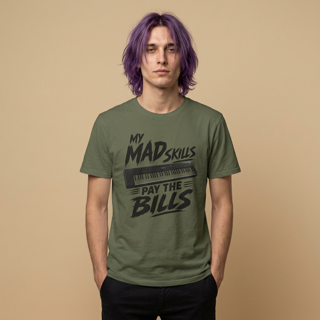 My Mad Skills Pay The Bills T-Shirt | Keyboard Piano Musician Tee
