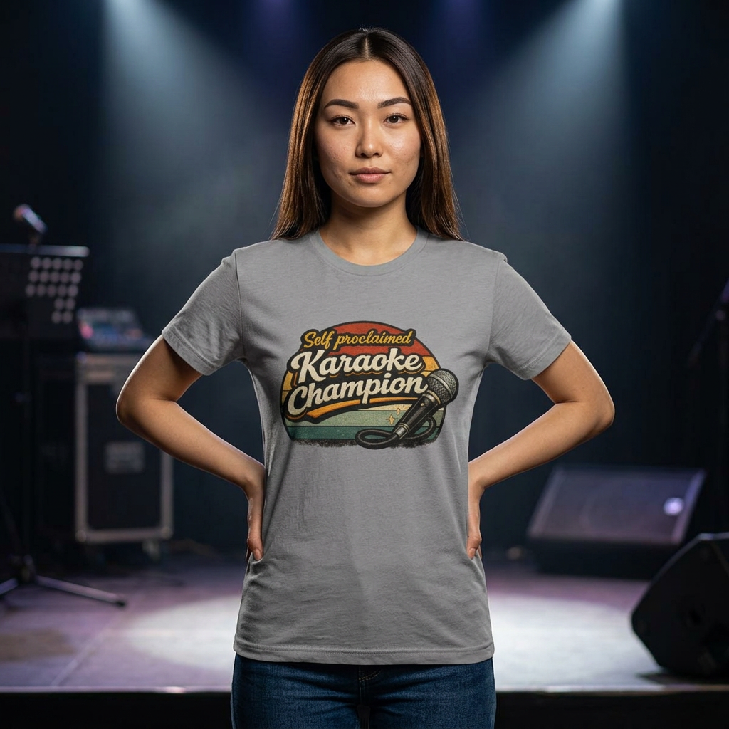 Self Proclaimed Karaoke Champion T-Shirt | Microphone Retro Design