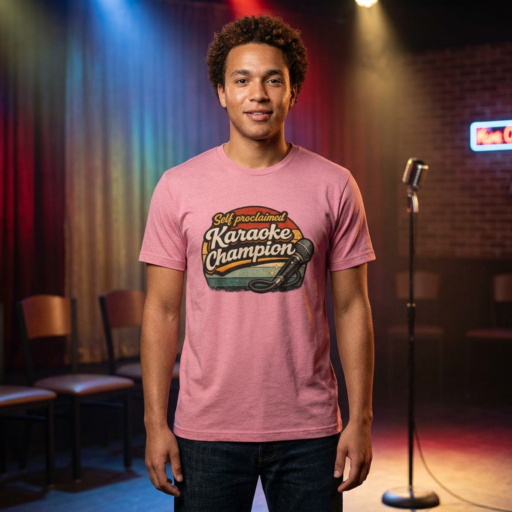 Self Proclaimed Karaoke Champion T-Shirt | Microphone Retro Design