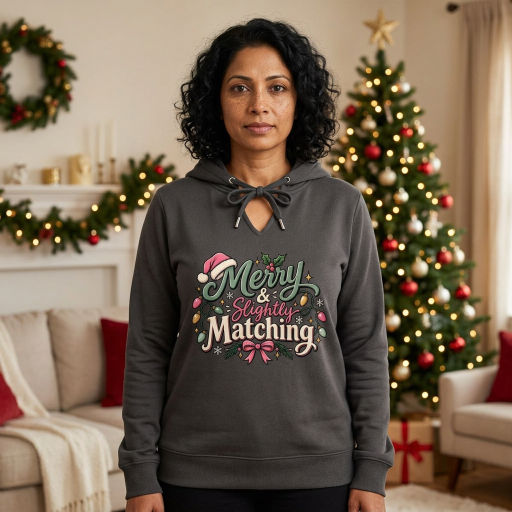 Merry & Slightly Matching Women's Hoodie | Christmas holiday festive sweatshirt