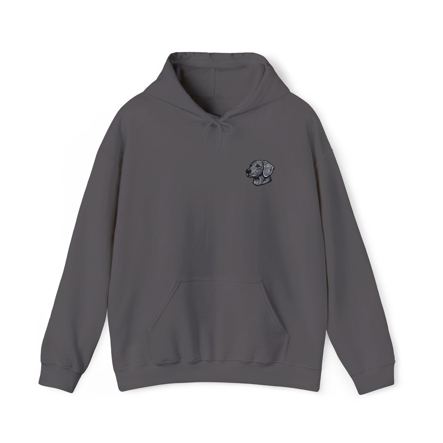Weimaraner embroidered design on hooded sweatshirt