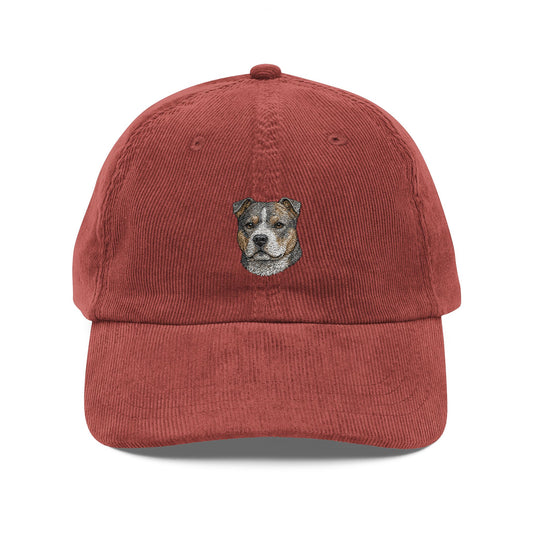 Pitbull Dog Vintage Corduroy Cap (Embroidery)