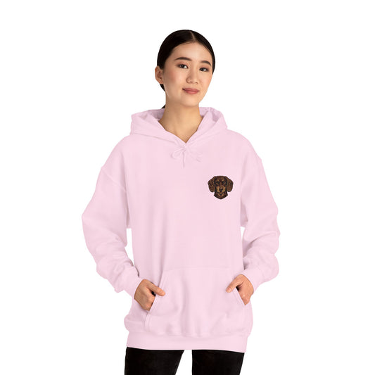 Dachshund embroidered design on hooded sweatshirt