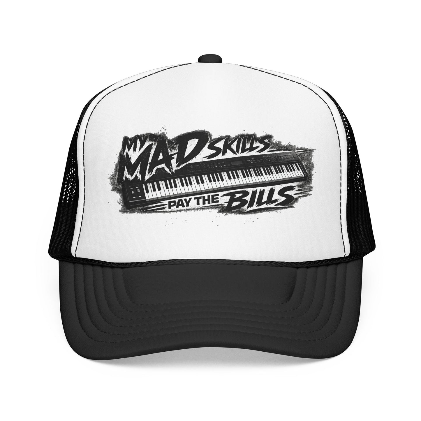 Mad Skills Piano Pay The Bills Trucker Hat | Musician Keyboard Logo Cap
