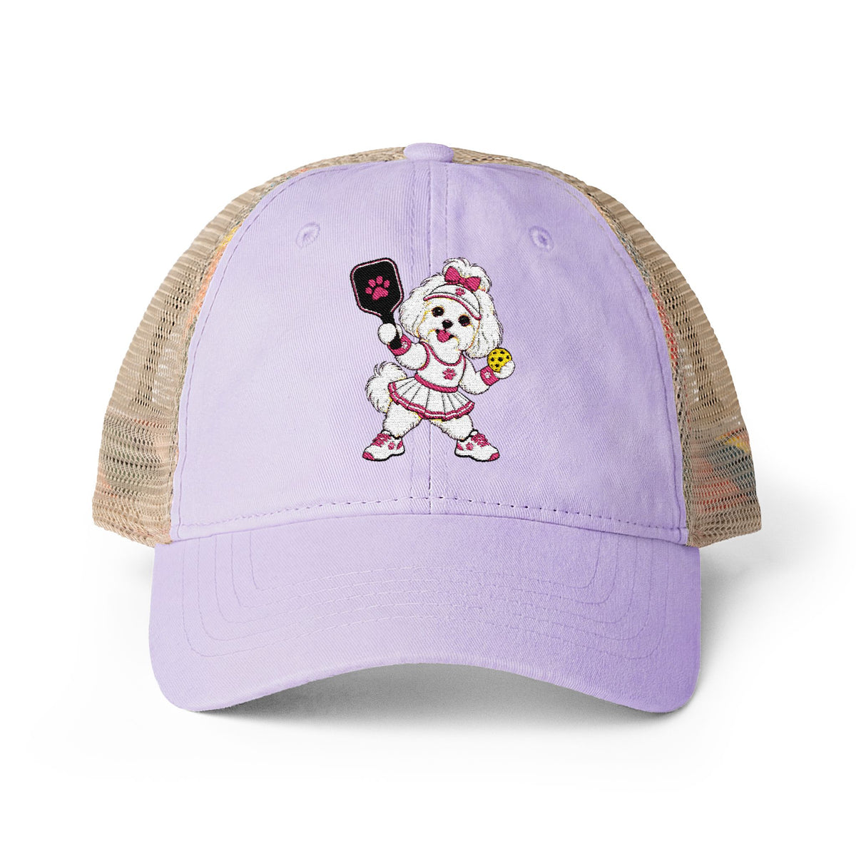 Pickleball Maltese Women's Washed Mesh-Back Cap