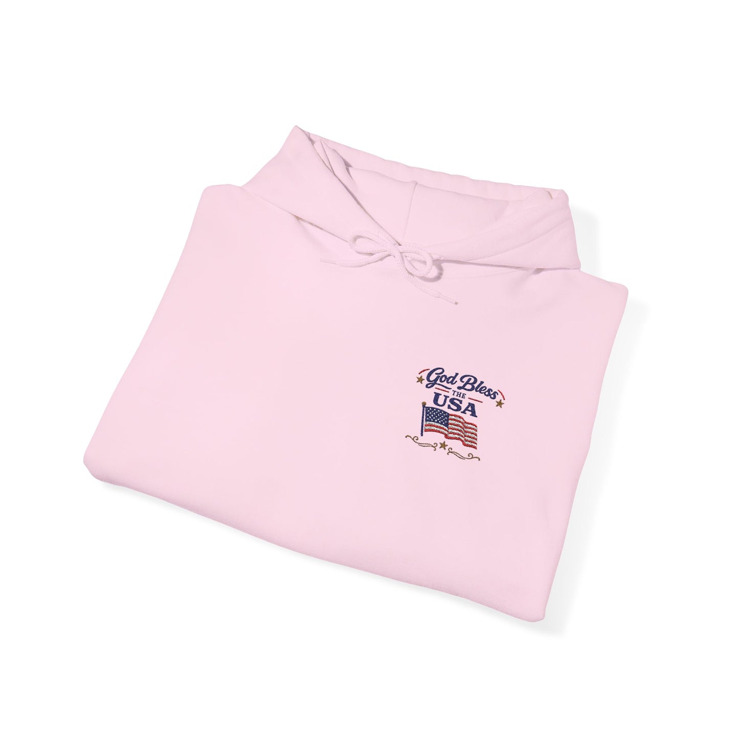 Patriotic Flag Chest Hoodie —God Bless the USA embroidered design