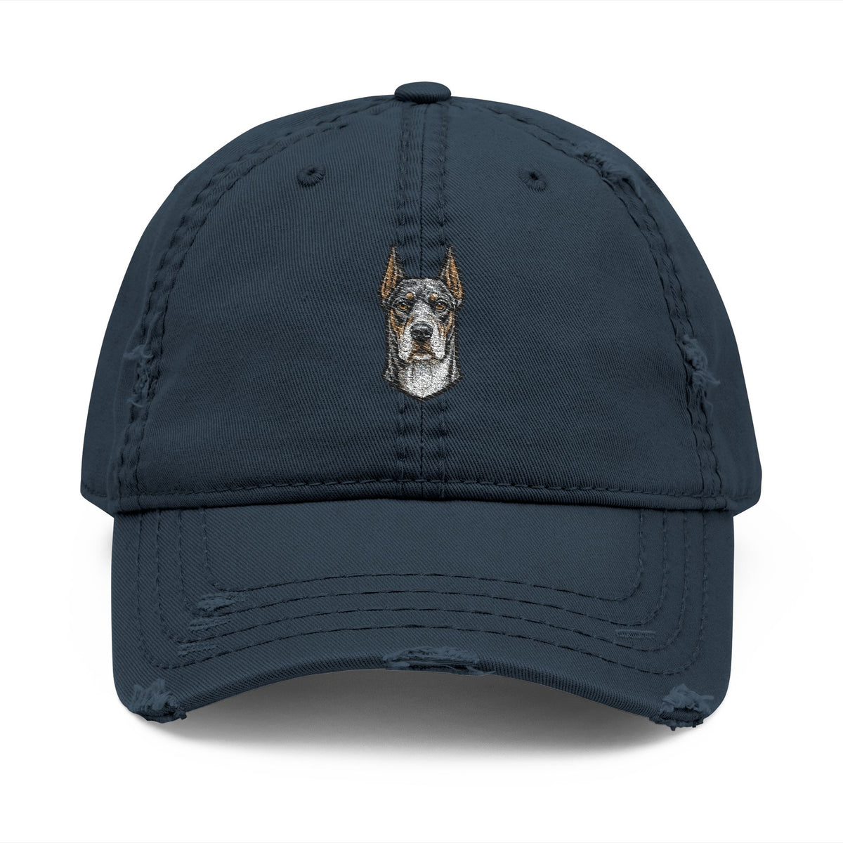 Great Dane Embroidered Hat | Distressed Dad Hat, Dog Face Baseball Cap