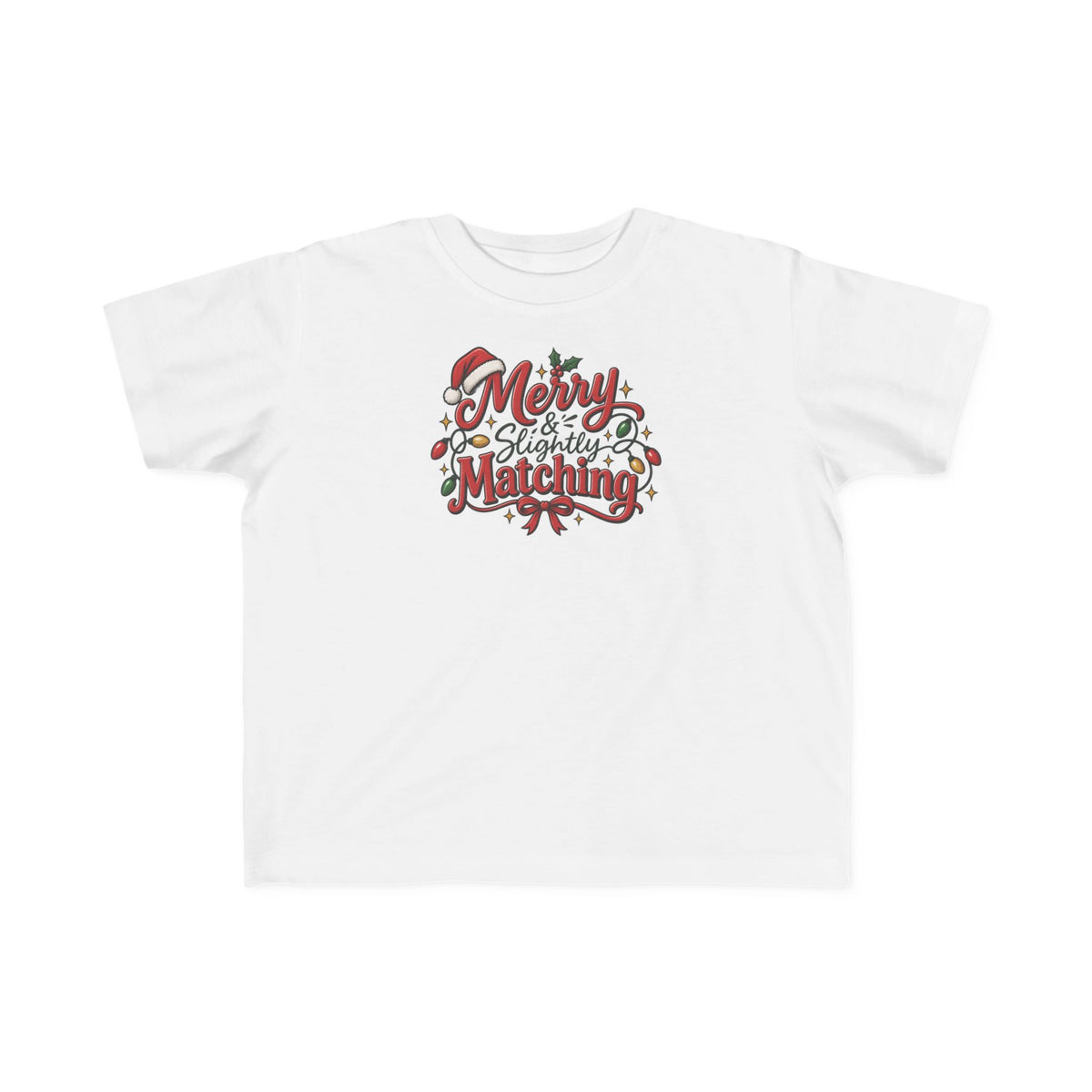 Toddler Christmas Tee – “Merry & Slightly Matching” Holiday Shirt friends or family matching tee