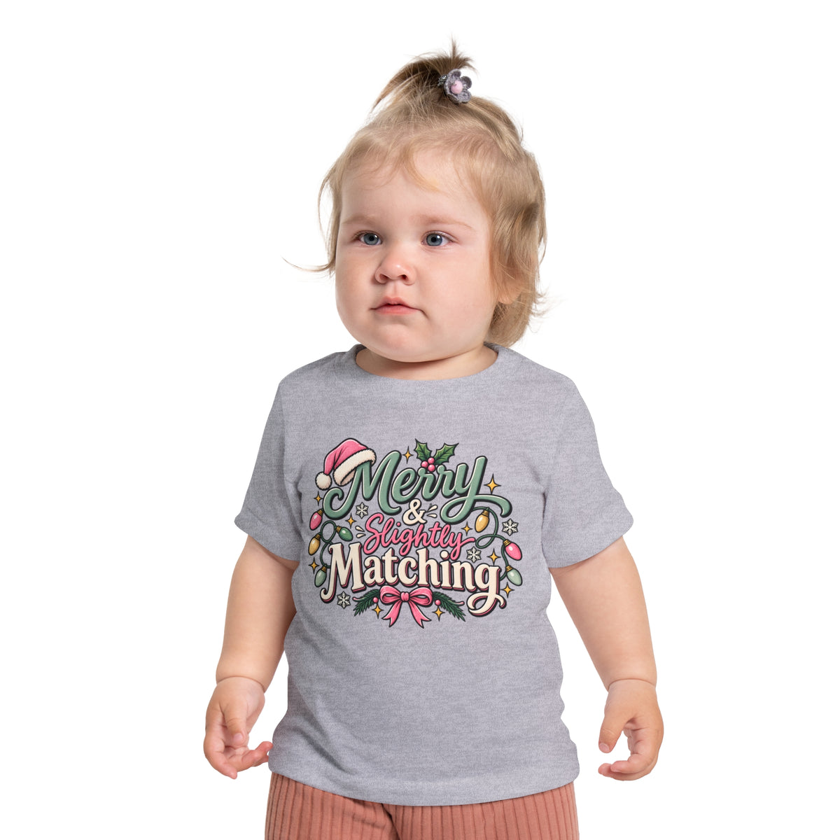 Baby T-Shirt — "Merry & Slightly Matching" Christmas Holiday Tee for Infants friends or family matching