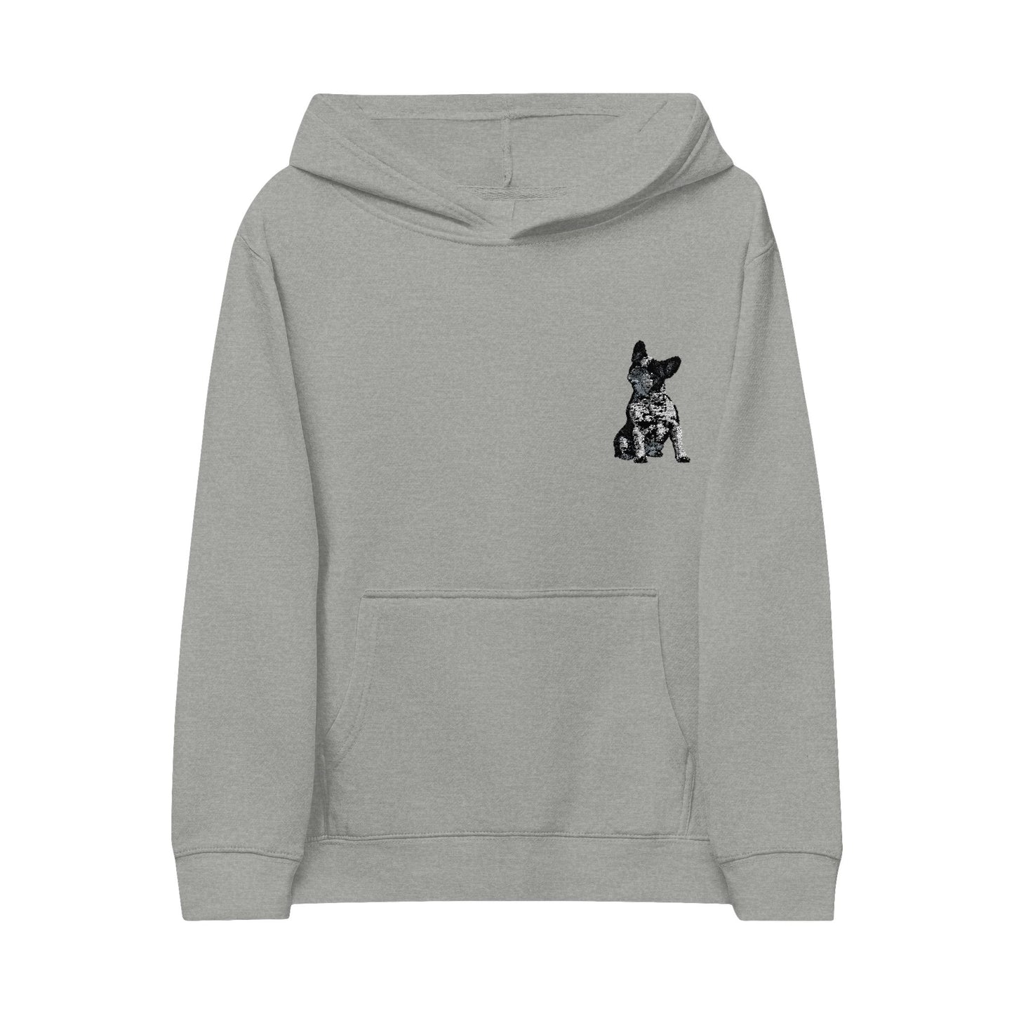 Kids Embroidered French Bulldog Fleece Hoodie